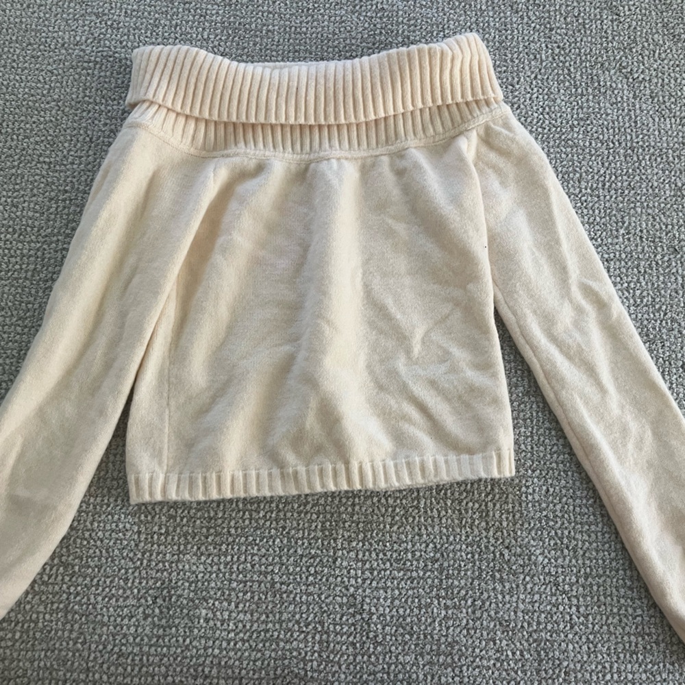 Edikted Cream off the shoulder sweater.